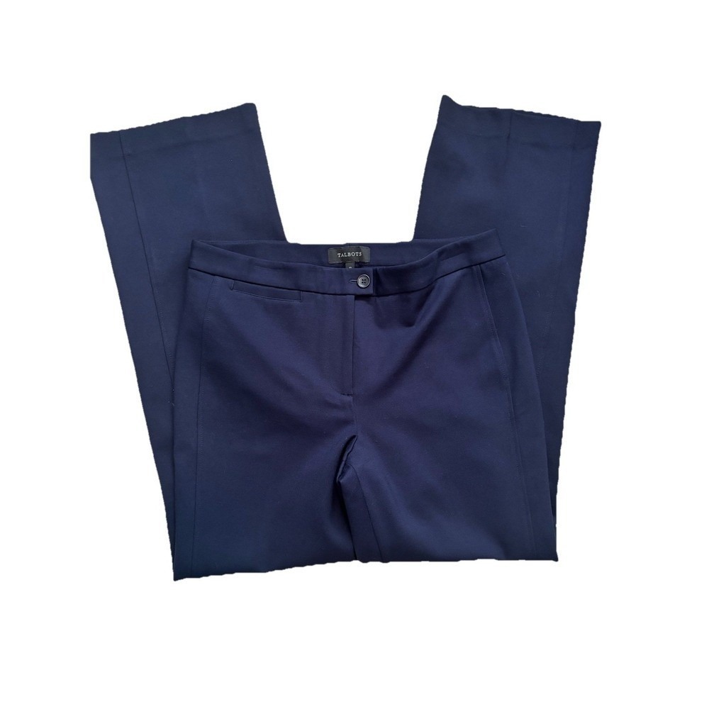 Talbots Women's Navy Blue Dress Pants Size 10 Stretch Straight Leg Mid Rise